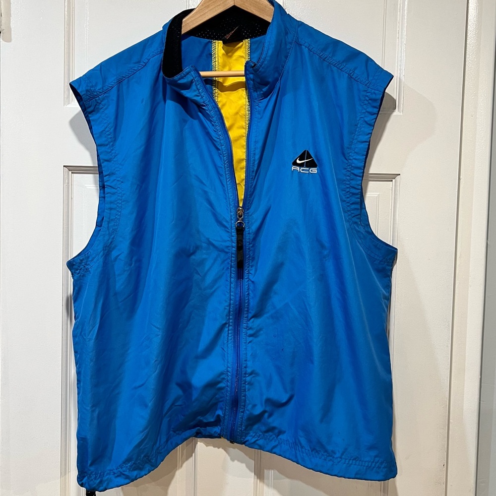 Nike ACG Vest Adult XL Blue Packable Windbreaker Tactical Zip Outdoor